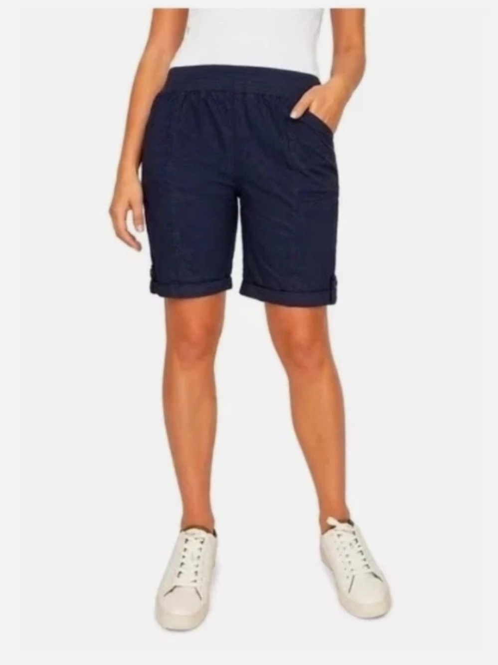 Briggs Women's Pull On Bermuda Short With Pockets, Navy, XL (302B09)